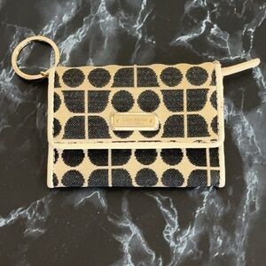 Kate Spade Black Shimmer Keychain Small Wallet ID Case Coin Wallet AUTHENTIC